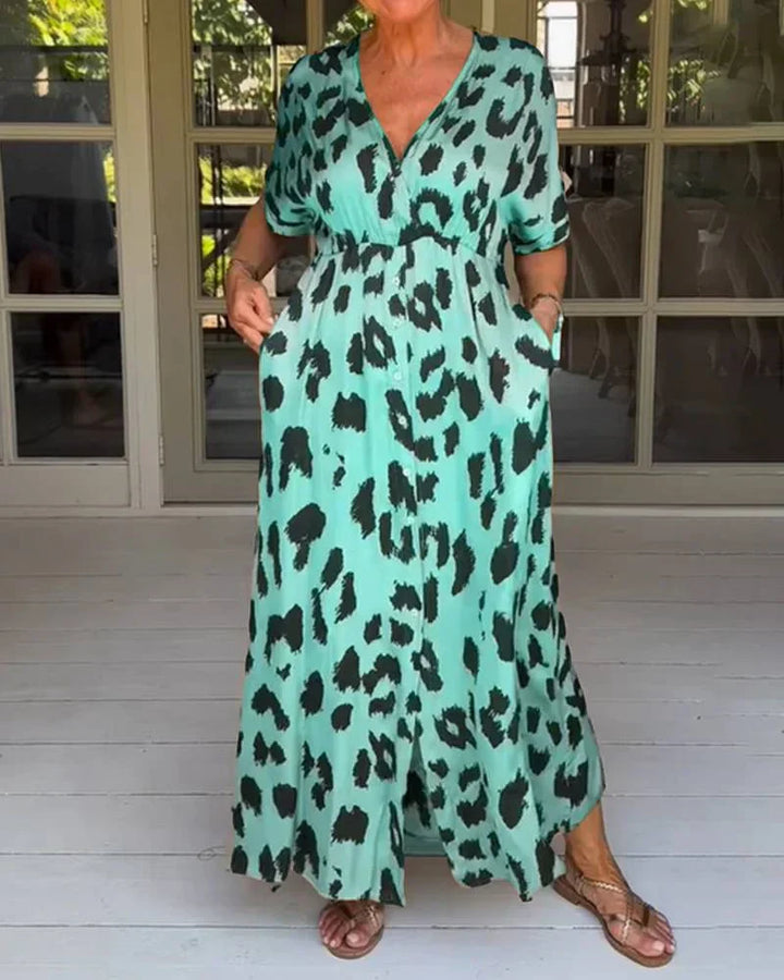Helga - Maxi abito con stampa leopardo