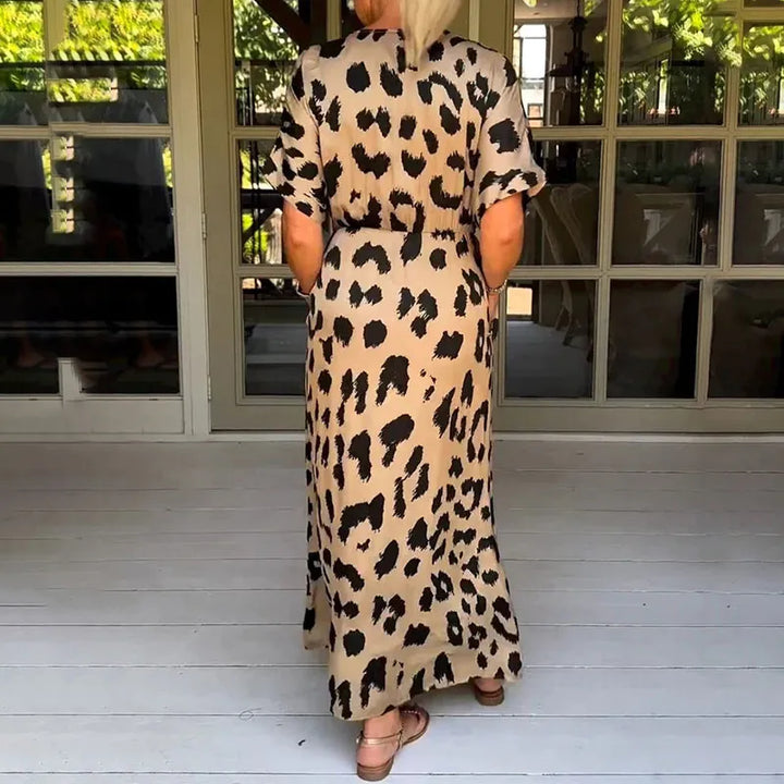 Helga - Maxi abito con stampa leopardo