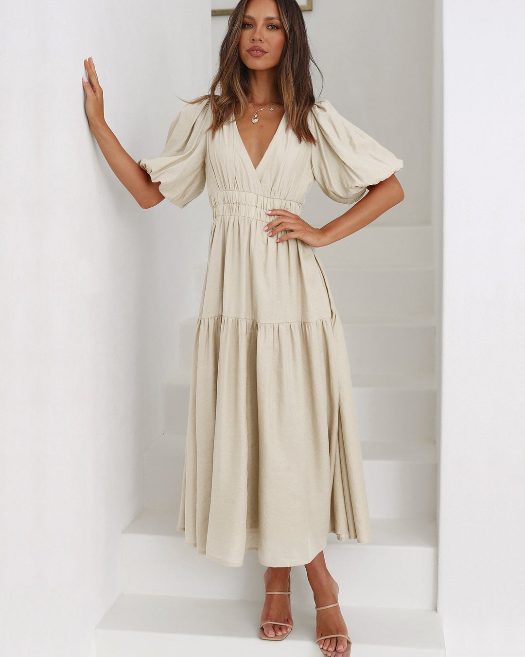 Bethany - Puff Sleeves Maxi Dress