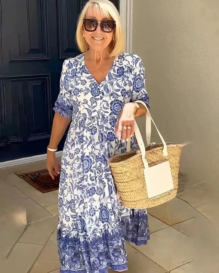 Rosetta - V-Neck Bohemian Maxi Dress