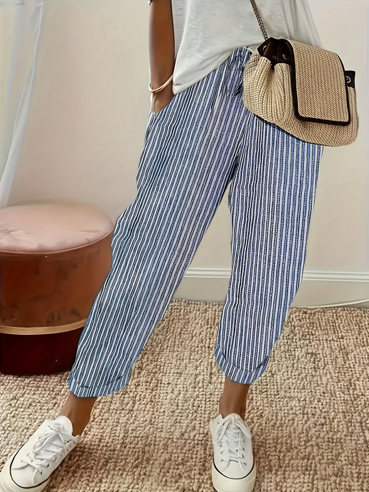 Elena - Striped pants with wide legs