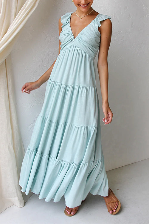 Juliet - V-neck Ruffle Maxi Dress