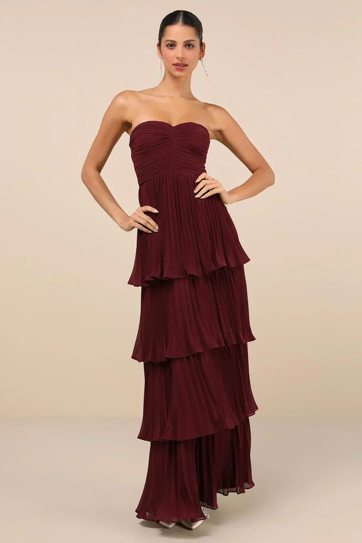 Velmara ™ | Strapless layered ruffle maxi dress