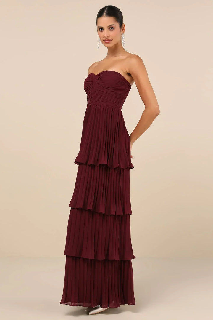Velmara ™ | Strapless layered ruffle maxi dress