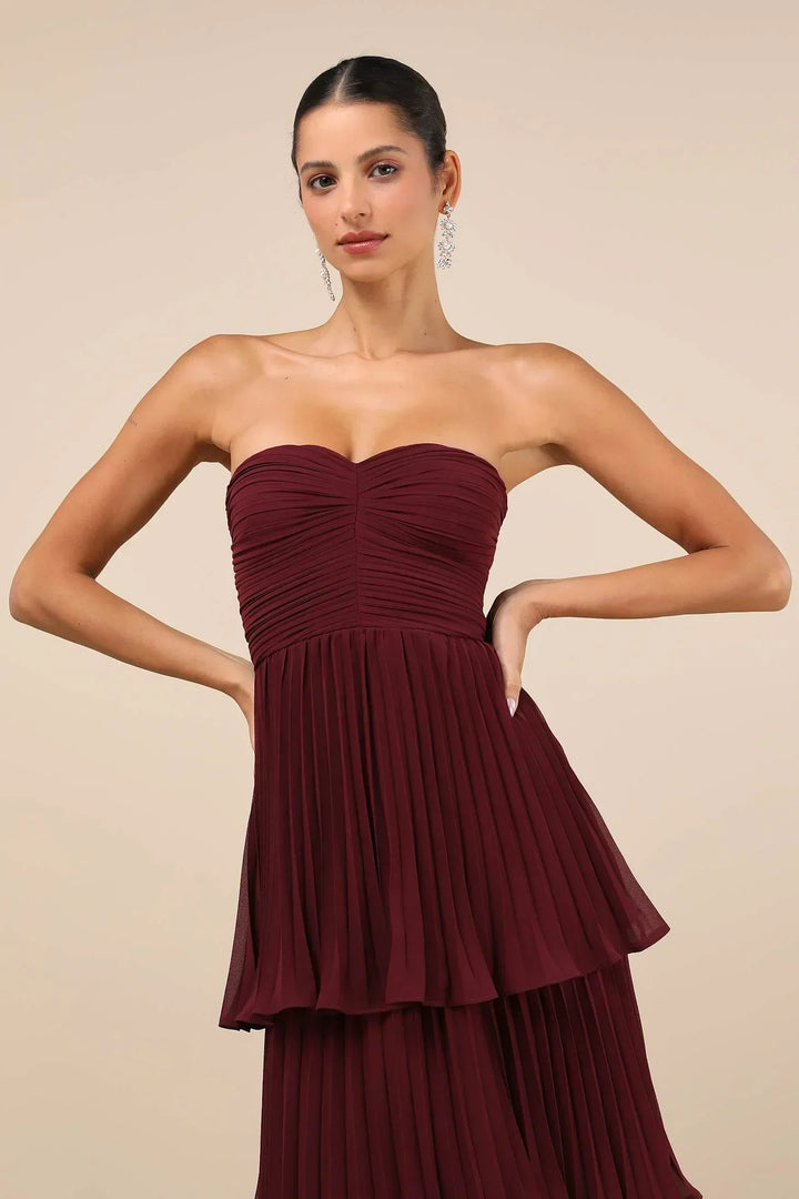 Velmara ™ | Strapless layered ruffle maxi dress