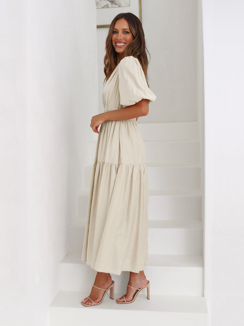 Bethany - Puff Sleeves Maxi Dress