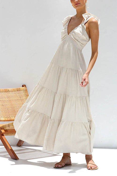 Juliet - V-neck Ruffle Maxi Dress