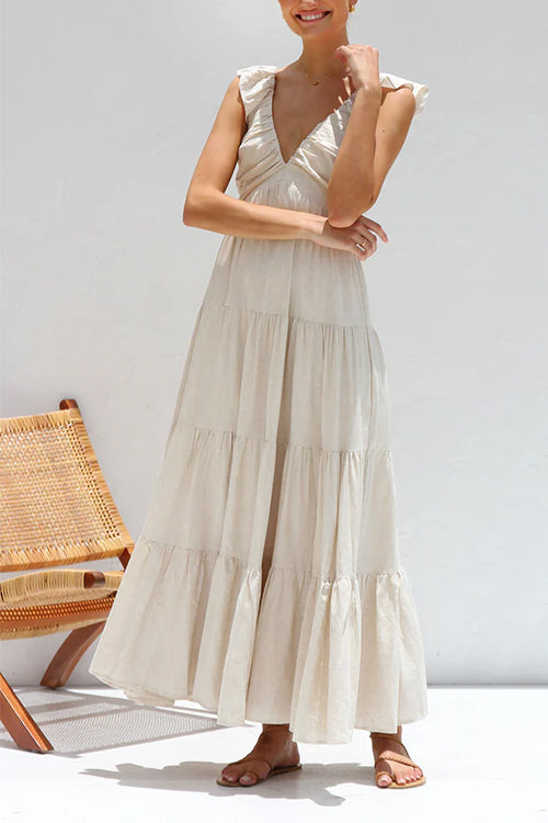 Juliet | Maxi abito con scollo a V e volant