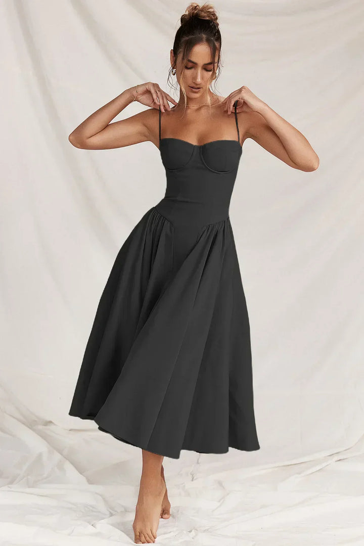 Nina - Sleeveless Corset Midi Dress
