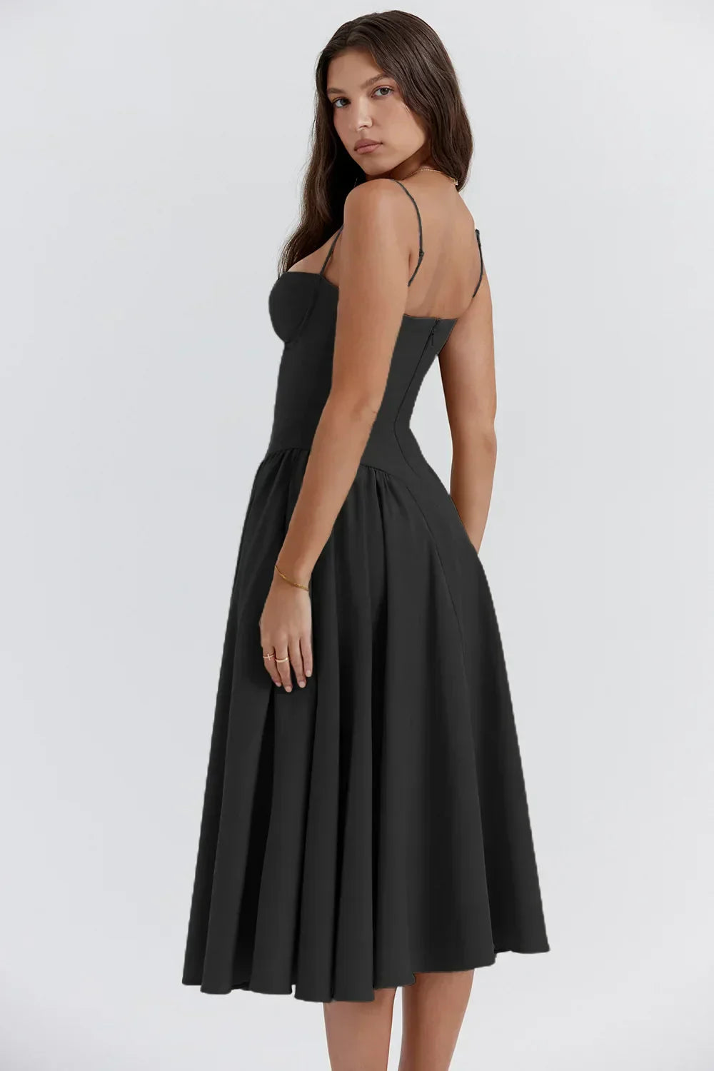 Nina - Sleeveless Corset Midi Dress