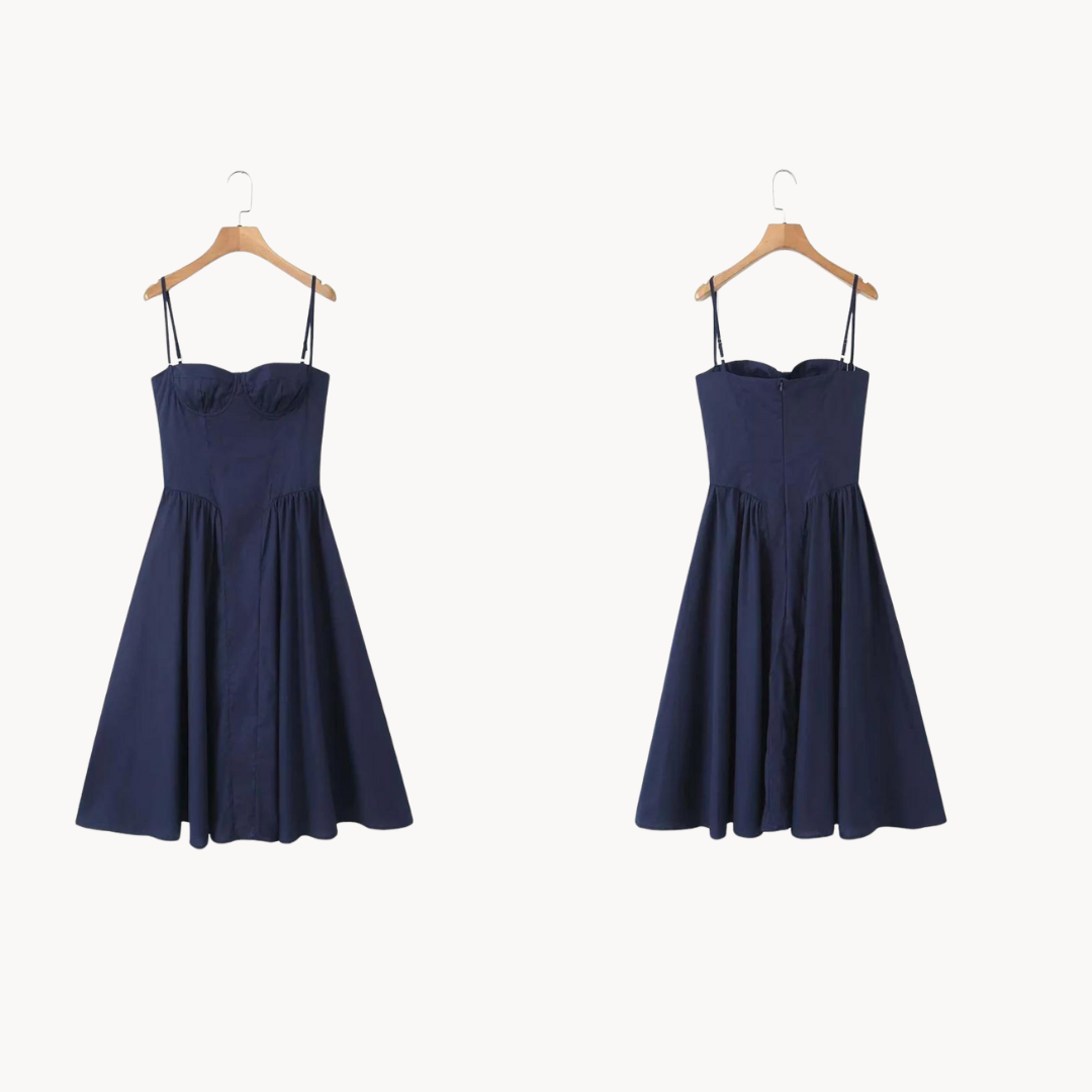 Loire Bustier Spaghetti Strap Midi Sundress