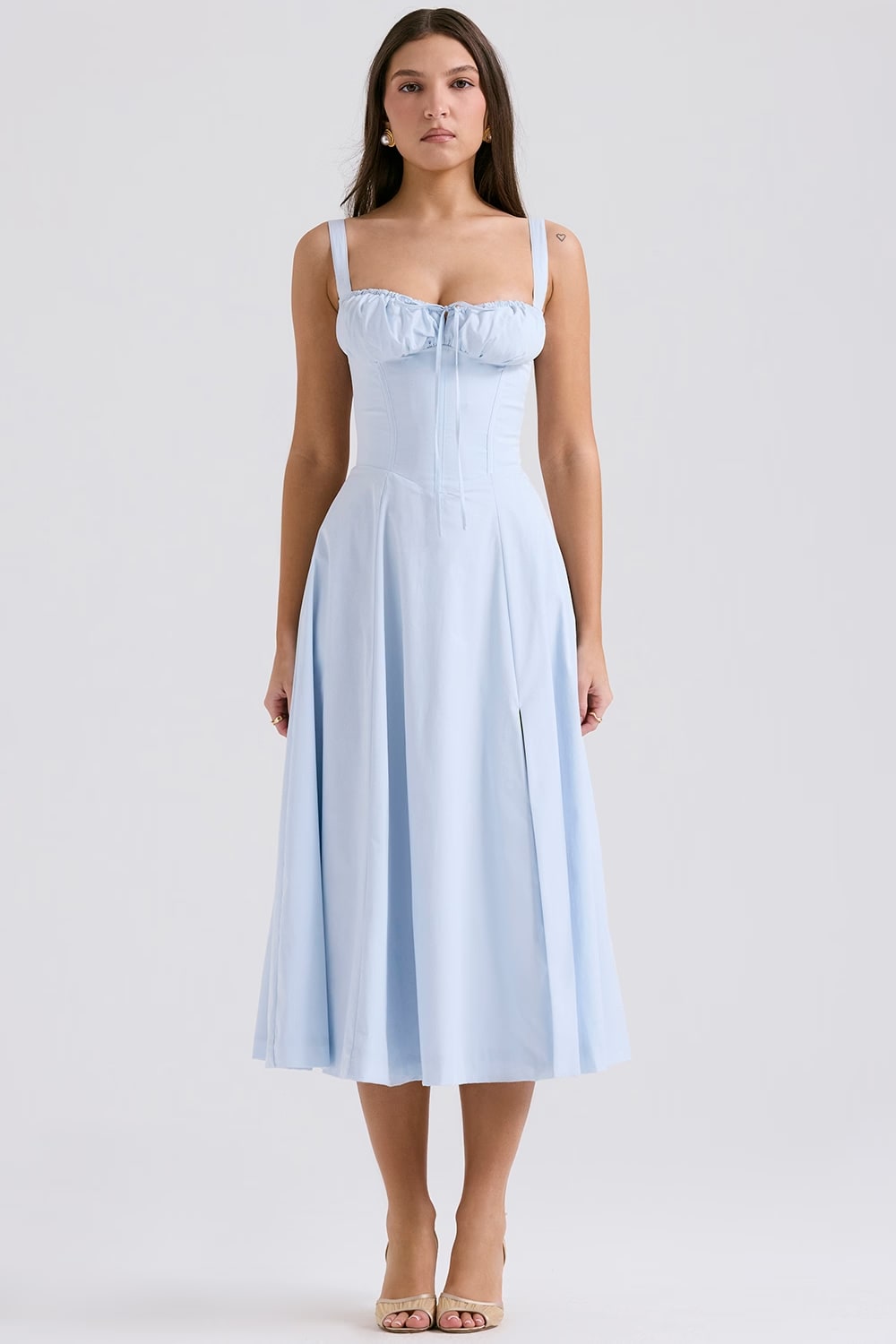 AURORA - LACE-UP CORSET MIDI DRESS