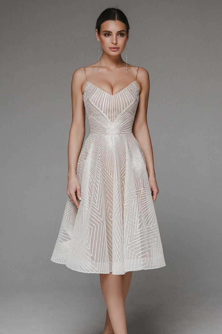 Vela - Stylish V neck Strap A line dress