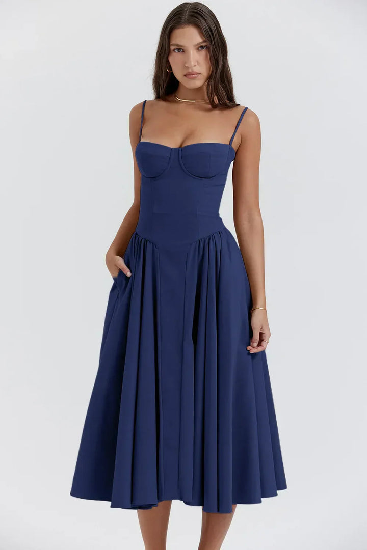Nina - Sleeveless Corset Midi Dress