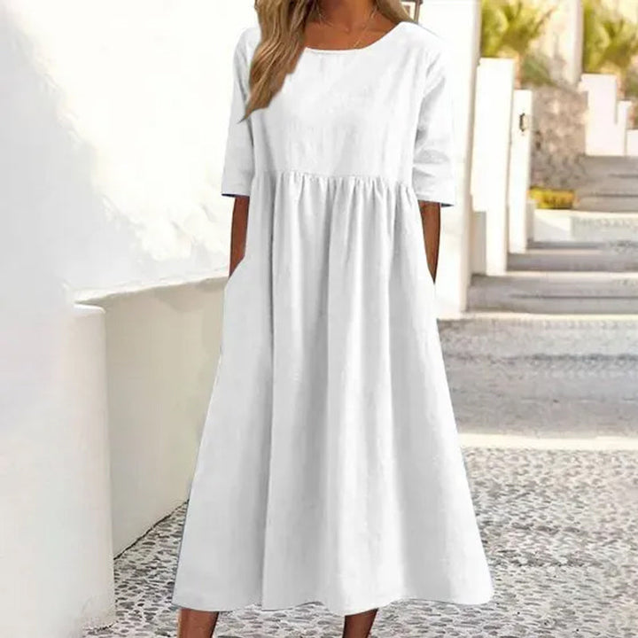 Sophie - Linen and Cotton Midi Dress