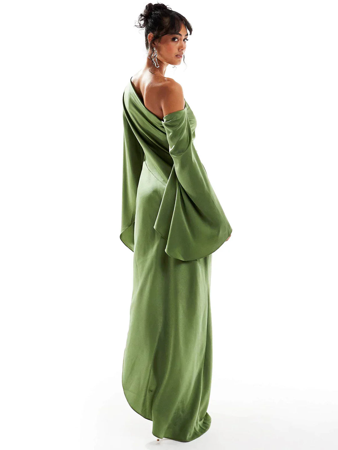 Asyntha™ | One-shoulder bell-sleeve maxi dress