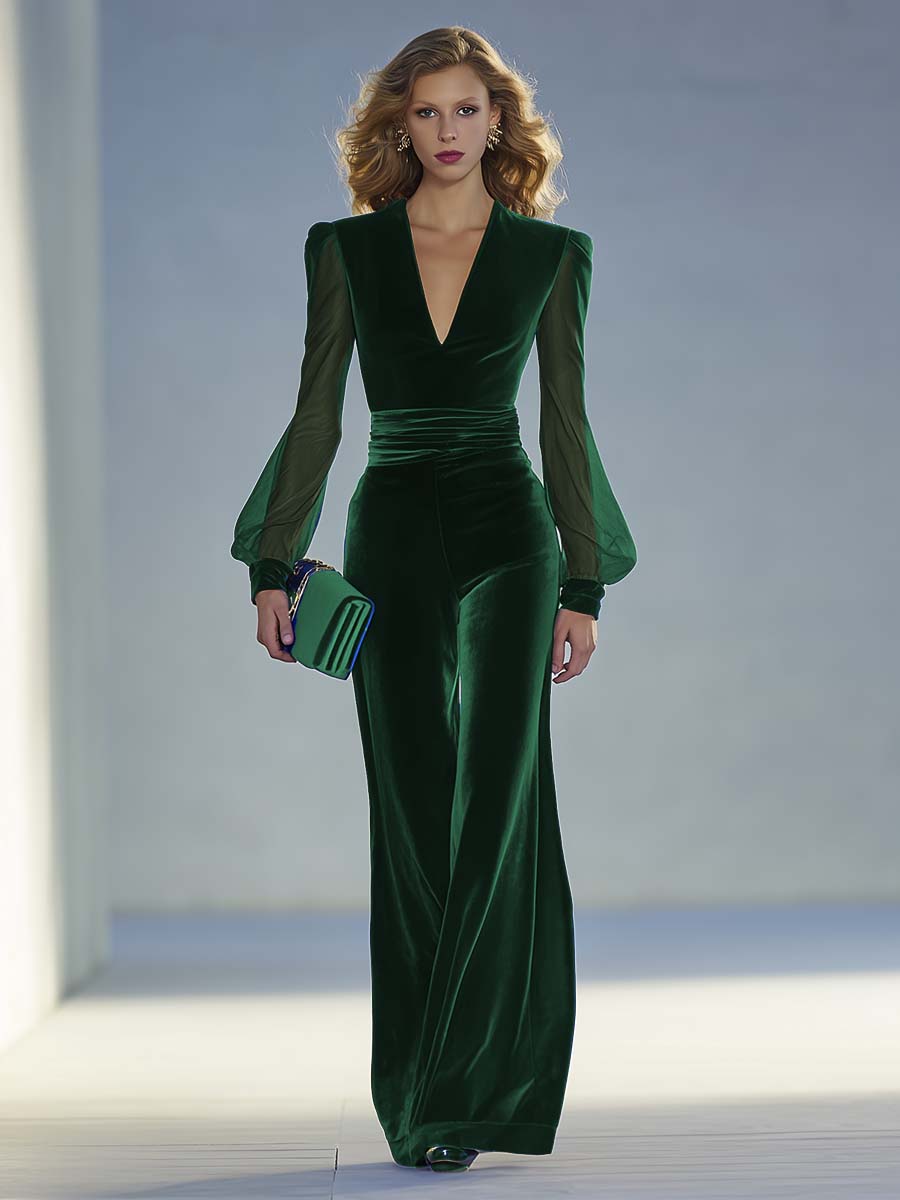 Anastasia -Elegant jumpsuit with mesh sleeves