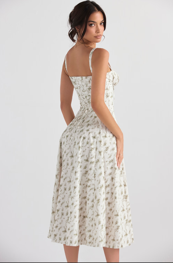 AURORA - LACE-UP CORSET MIDI DRESS