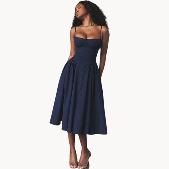 Loire Bustier Spaghetti Strap Midi Sundress