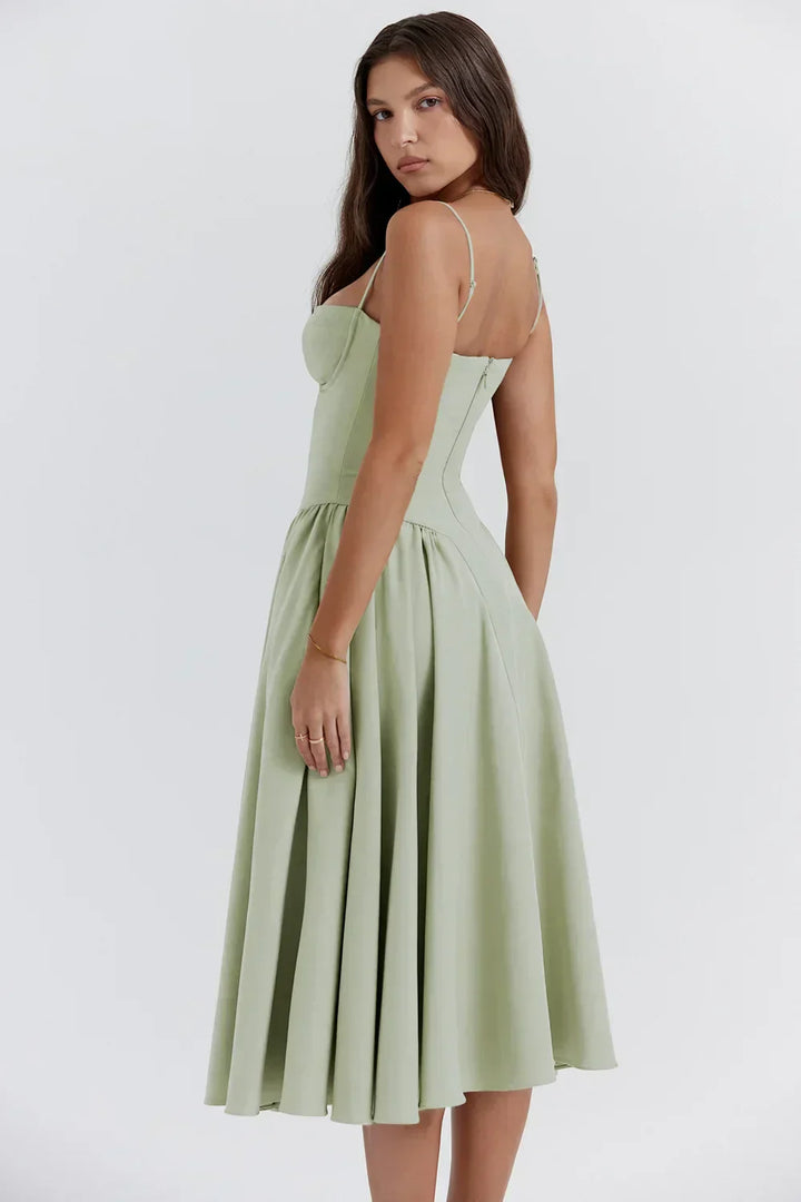 Nina - Sleeveless Corset Midi Dress