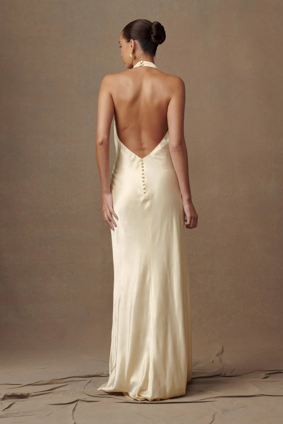Aisha™ – Satin maxi dress with waterfall neckline