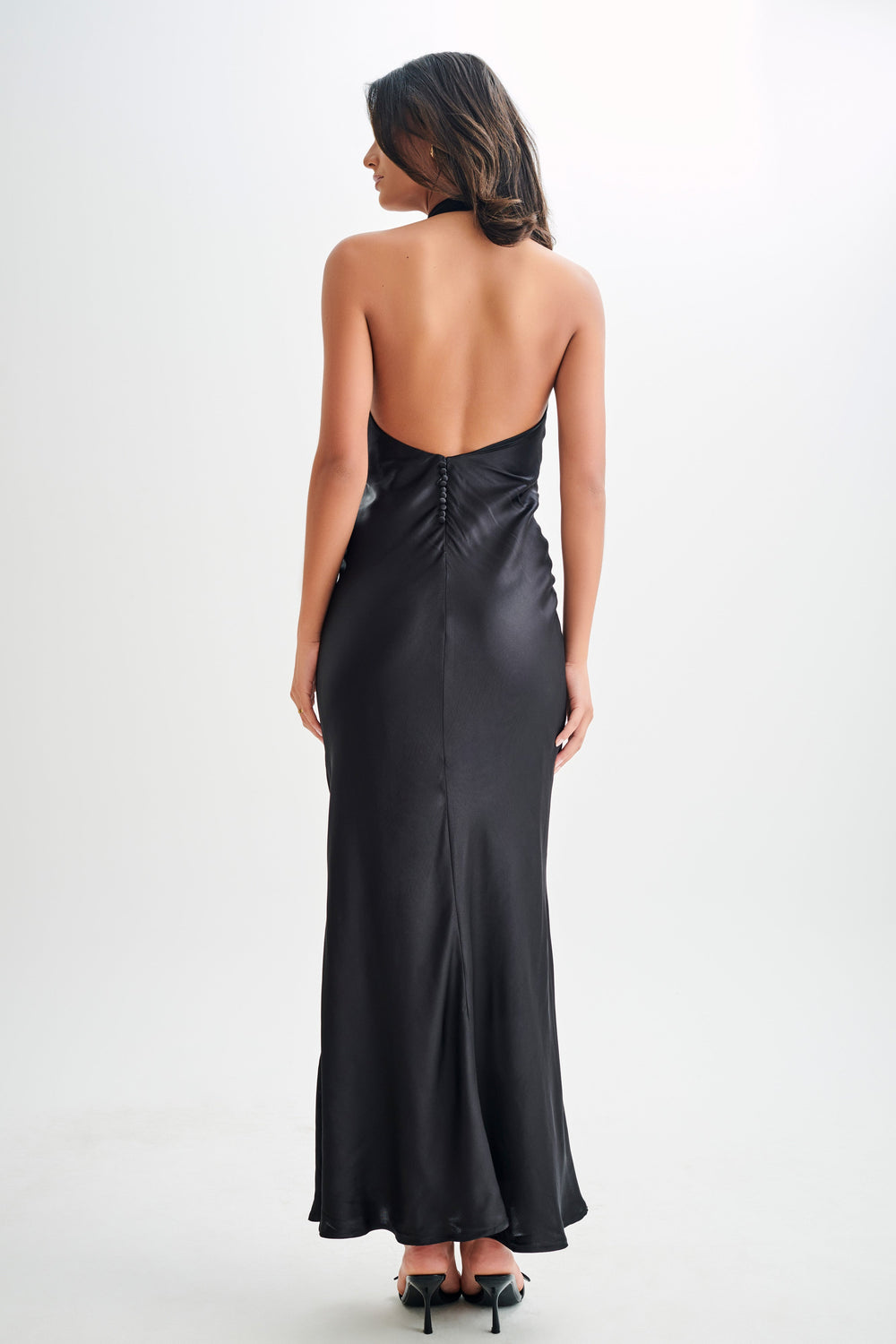 Aisha™ – Satin maxi dress with waterfall neckline