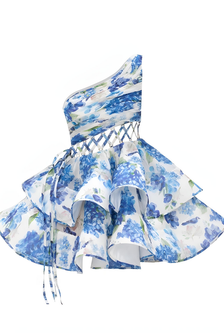 Daphne - Floral One Shoulder Mini Dress