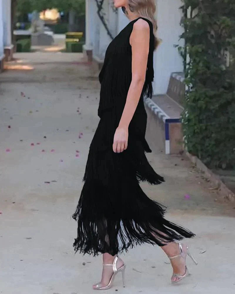 Lauren - Maxi abito con frange