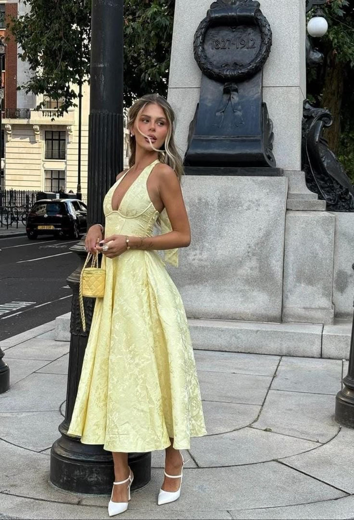 Esmeralda - Halter Sleeveless Midi Dress