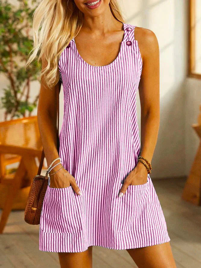 Terri - Striped Mini Dress With Pockets