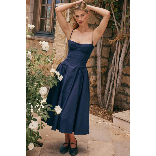 Loire Bustier Spaghetti Strap Midi Sundress