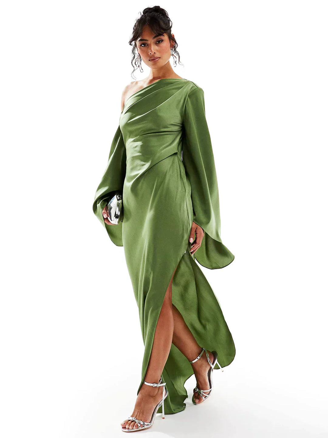 Asyntha™ | One-shoulder bell-sleeve maxi dress