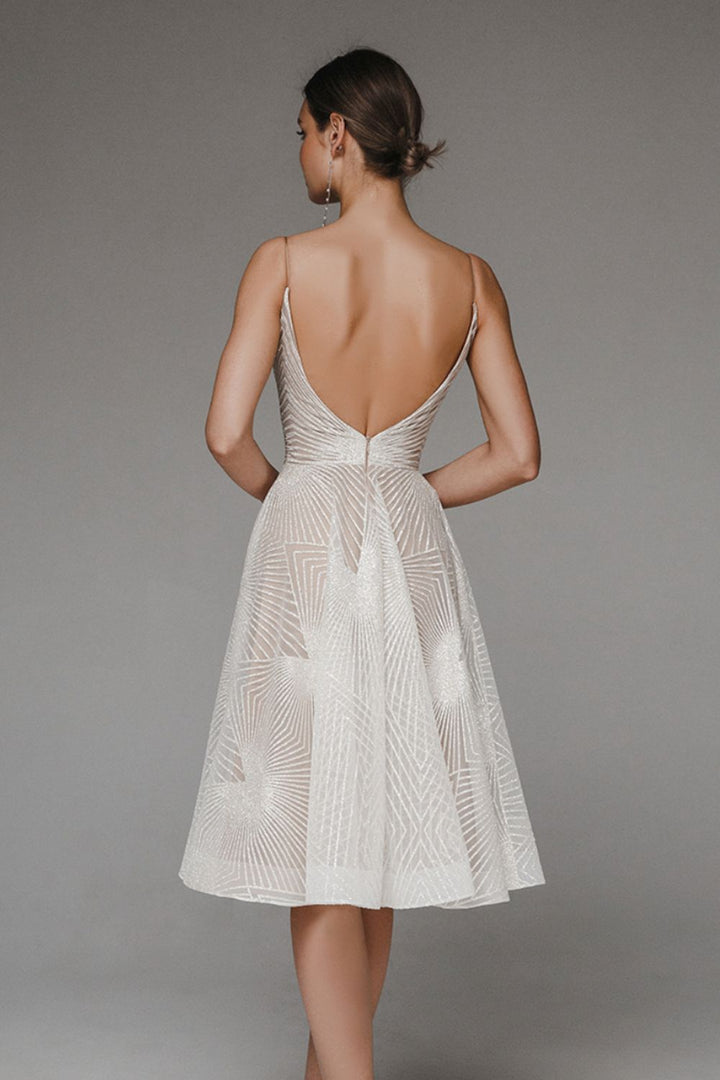 Vela - Stylish V neck Strap A line dress