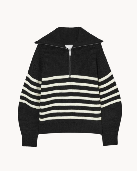 Sylvie Striped Half Zip Sweater