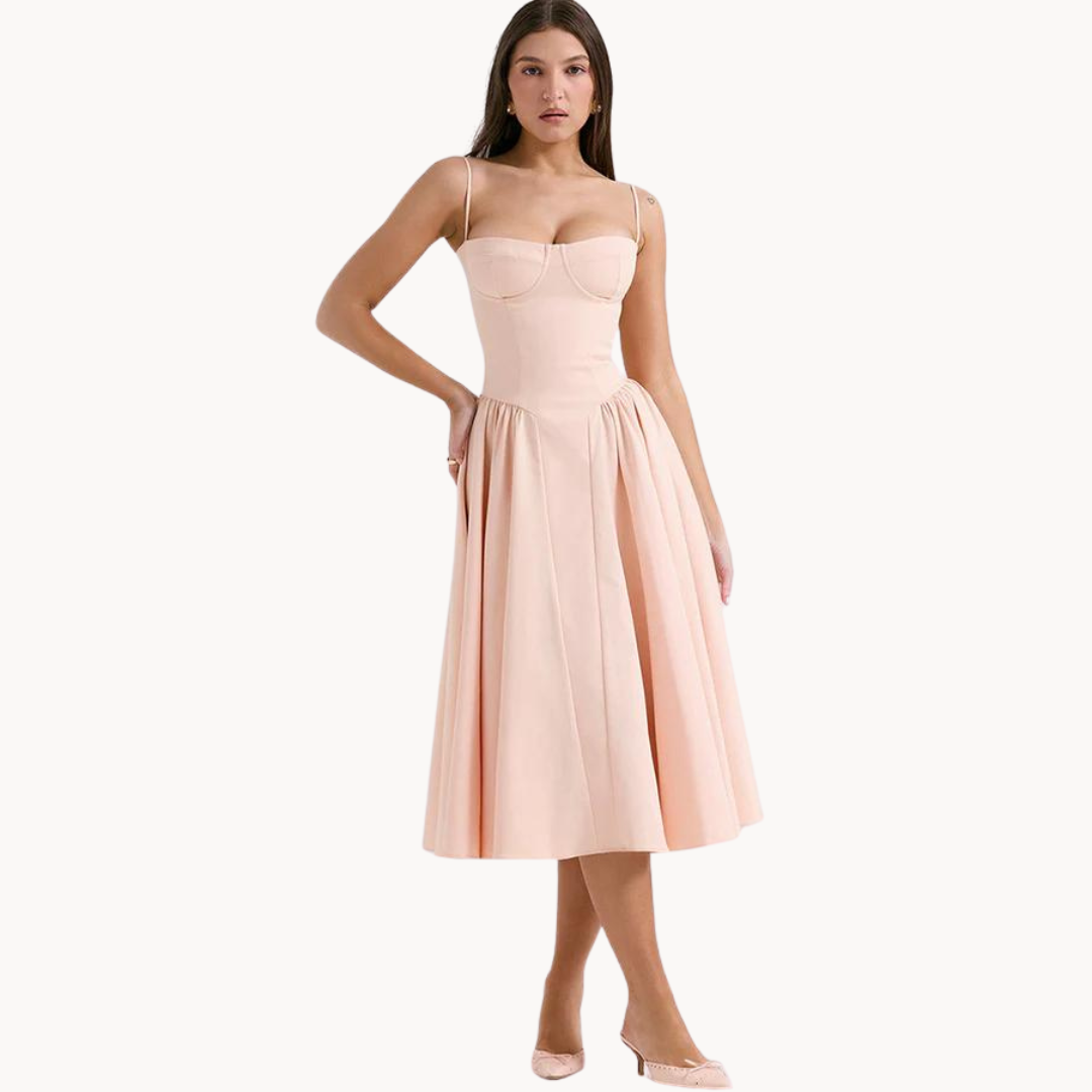 Loire Bustier Spaghetti Strap Midi Sundress