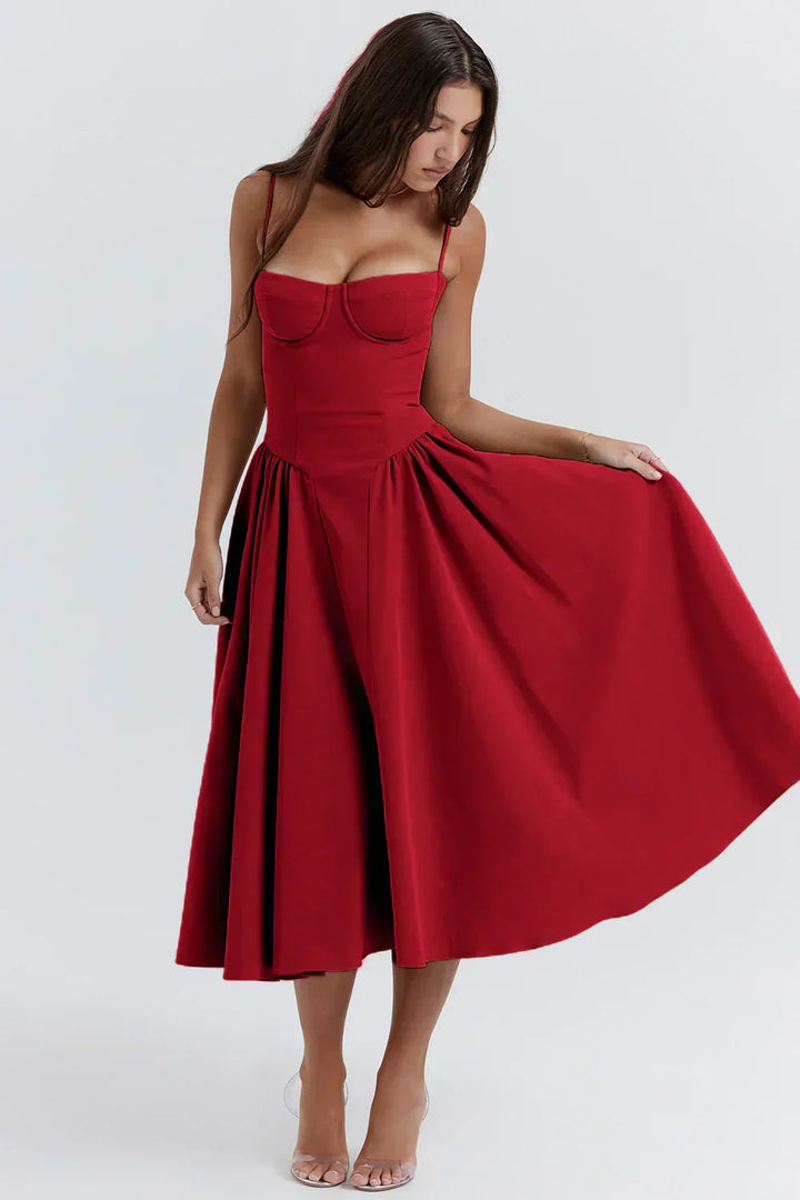 Nina - Sleeveless Corset Midi Dress