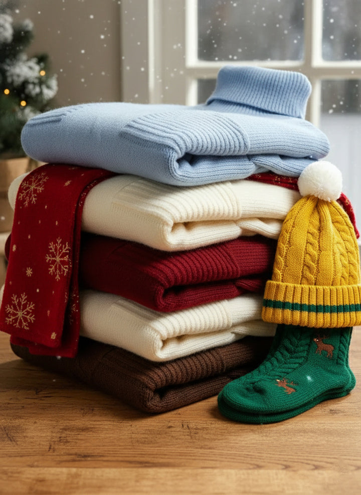 Genna - High-Neck Long-Sleeve Casual Loose Knit Dress