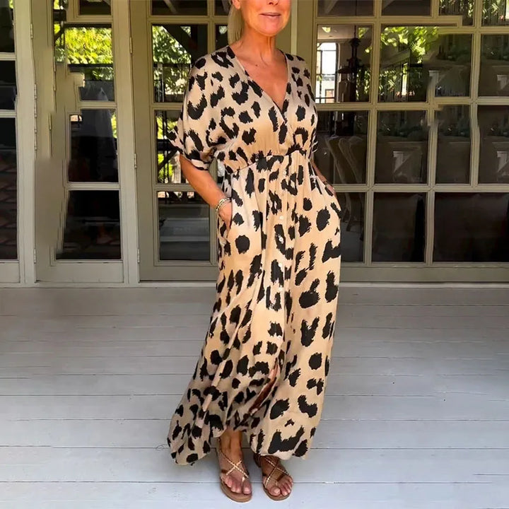 Helga - Maxi abito con stampa leopardo