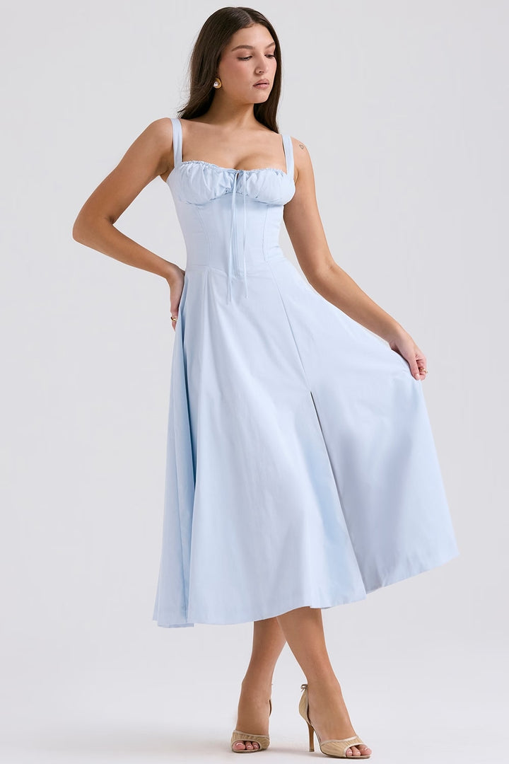 AURORA - LACE-UP CORSET MIDI DRESS