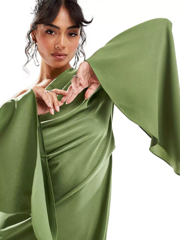 Asyntha™ | One-shoulder bell-sleeve maxi dress