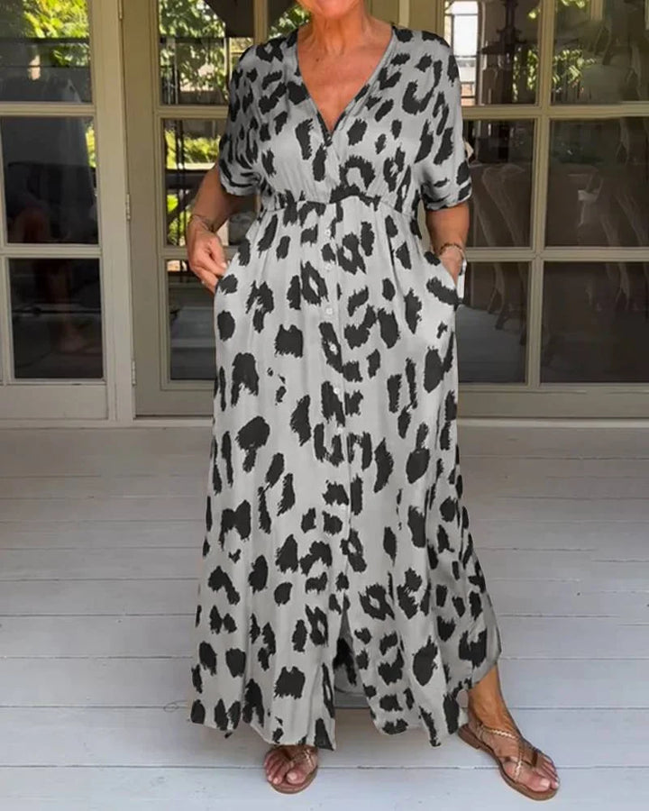 Helga - Maxi abito con stampa leopardo