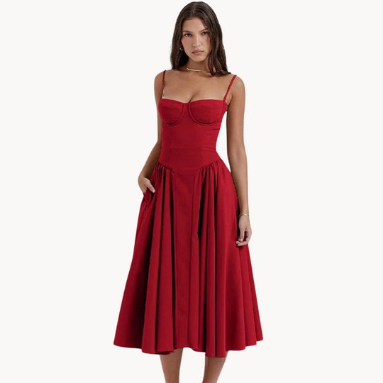 Loire Bustier Spaghetti Strap Midi Sundress