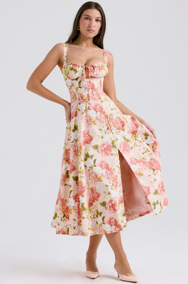 AURORA - LACE-UP CORSET MIDI DRESS