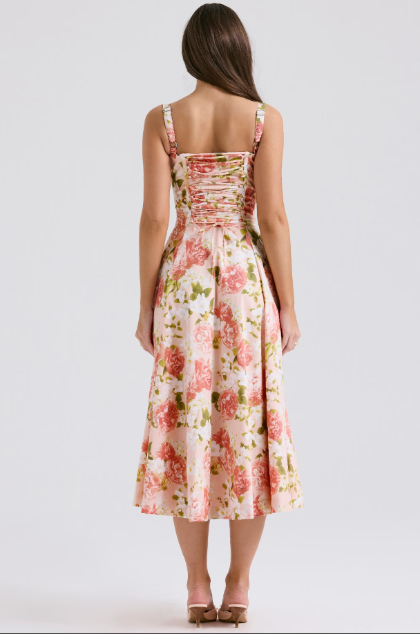 AURORA - LACE-UP CORSET MIDI DRESS