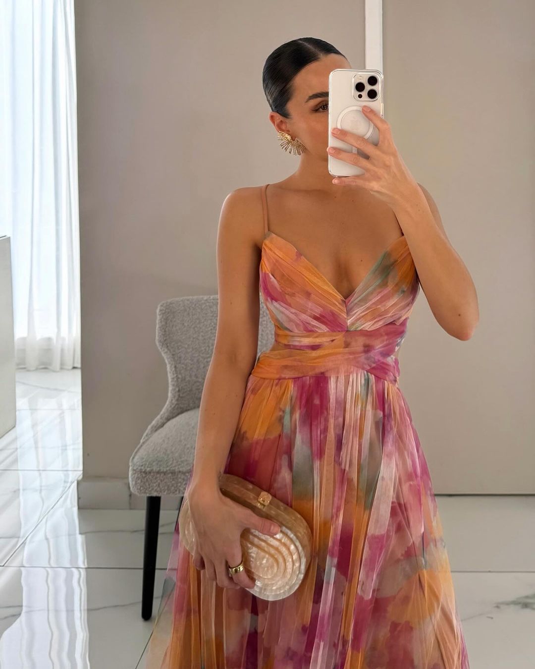 Eirith ™ | Elegant printed maxi dress with lacing
