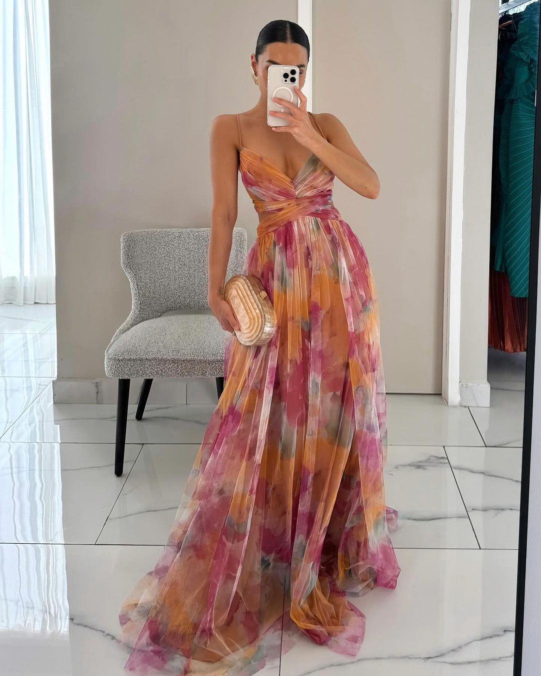 Eirith ™ | Elegant printed maxi dress with lacing