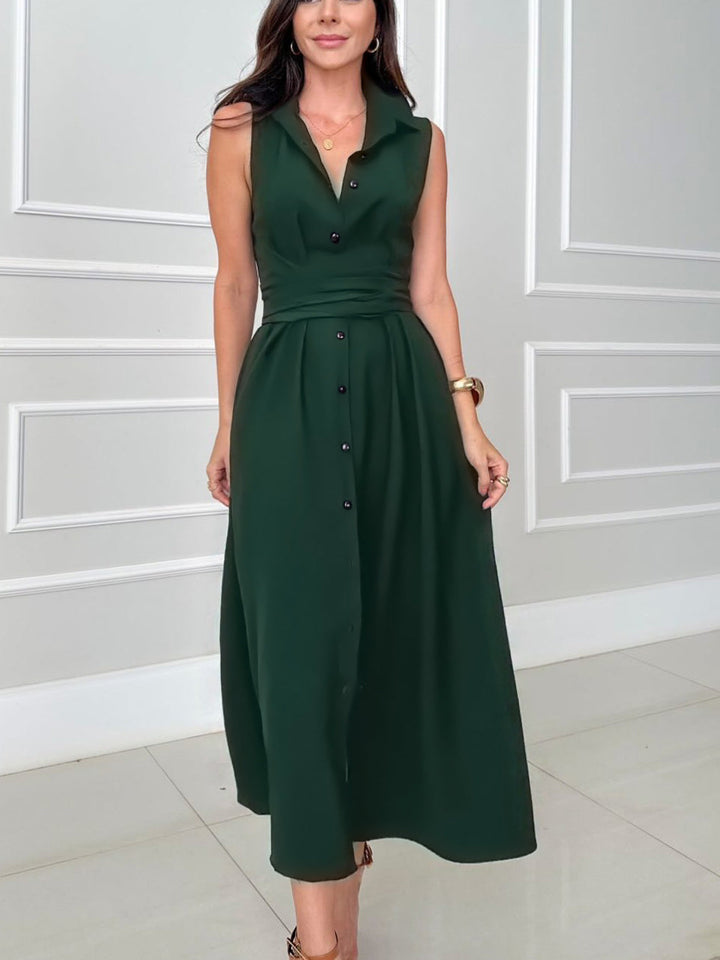 Romaine - Elegant Midi Dress with Belly Coverage