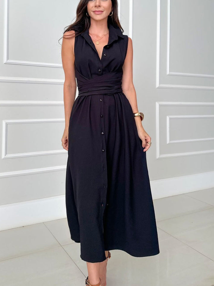 Romaine - Elegant Midi Dress with Belly Coverage