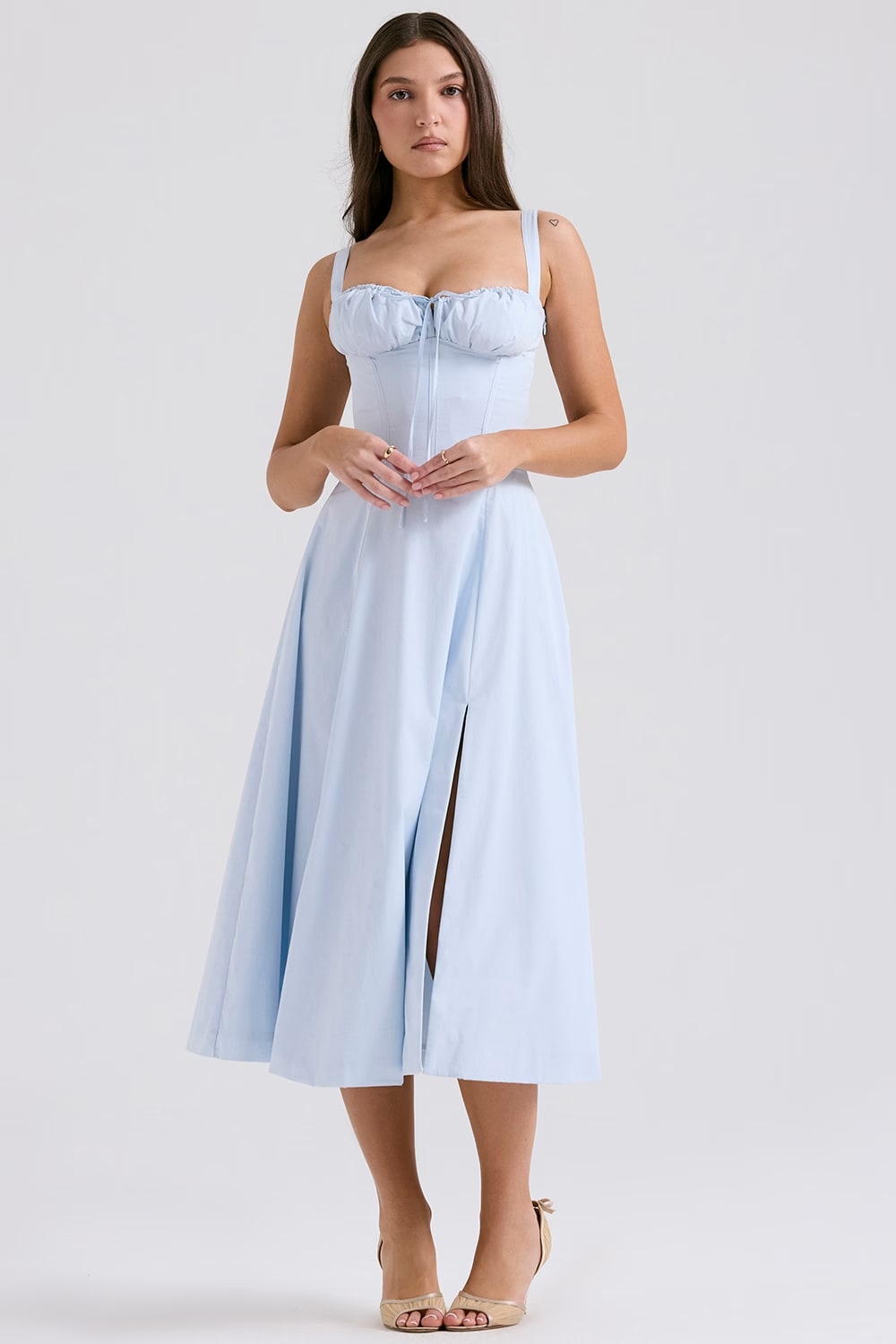 AURORA - LACE-UP CORSET MIDI DRESS