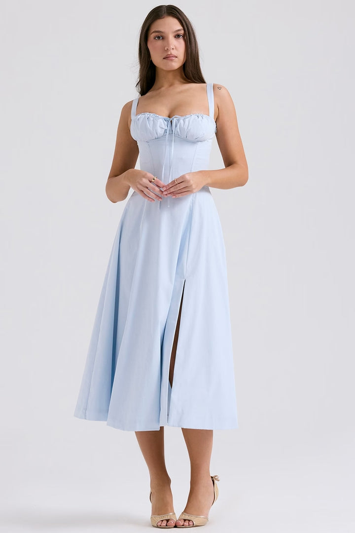AURORA - LACE-UP CORSET MIDI DRESS
